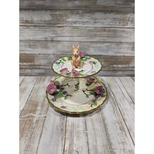 Avon Springtime Collection 2 Tier Server Bunny Bird Floral Easter Tiered Tray